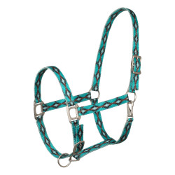 Nylon halster Pool’s met Navajo-motief Turkoois Blauw Nylon halster Pool’s met Navajo-motief Turkoois Blauw