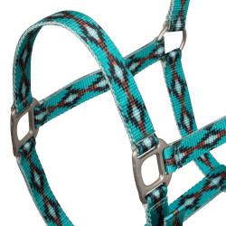 Nylon halster Pool’s met Navajo-motief Turkoois Blauw Nylon halster Pool’s met Navajo-motief Turkoois Blauw