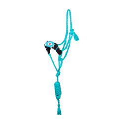 Licol mohair Pool’s motif Diamond Turquoise / noir Bleu