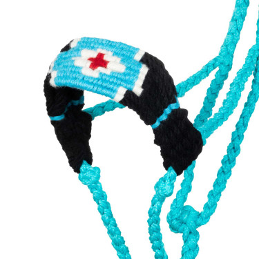 Licol mohair Pool’s motif Diamond Turquoise / noir Bleu