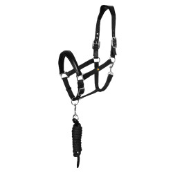 Ergonomisch halster van Equestro met lederen inzetstukken Zwart / zwart Ergonomisch halster van Equestro met lederen inzetstukken Zwart / zwart