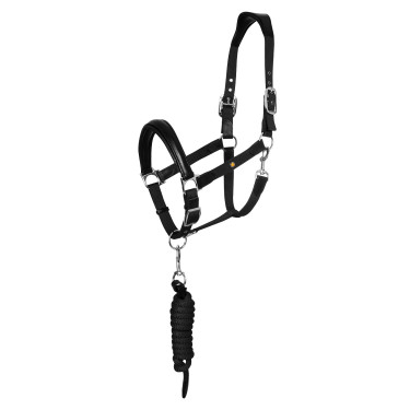 Licol ergonomique Equestro avec inserts en cuir Noir / noir Licol ergonomique Equestro avec inserts en cuir Noir / noir