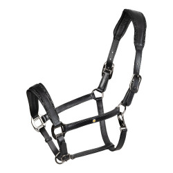 Anatomisch lederen halster Equestro Diamond Zwart