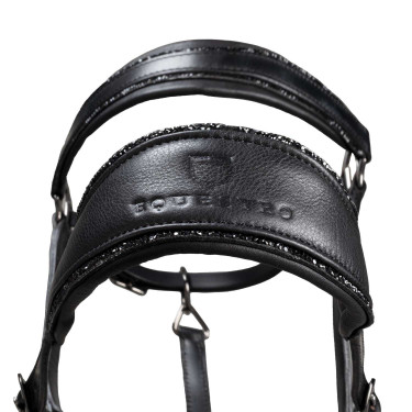 Anatomisch lederen halster Equestro Diamond Zwart