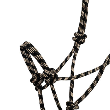 Pool’s koordhalster met knoop, met leadrope Beige / zwart