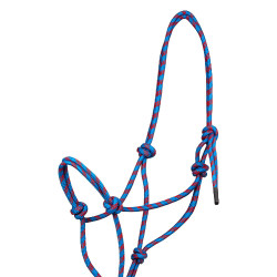 Pool’s koordhalster met knoop, met leadrope Lichtblauw / rood