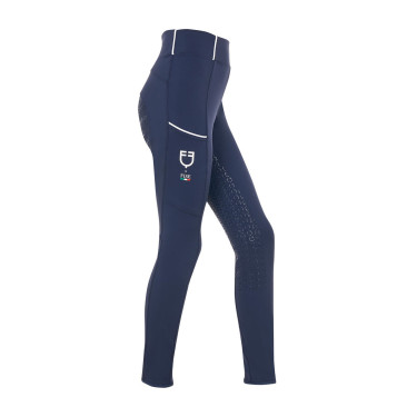 Meisjeslegging Equestro x FISE full grip slim fit coupe Marineblazer Marineblauw