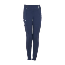 Legging fille Equestro x FISE full grip coupe slim Marine blazer Bleu marine