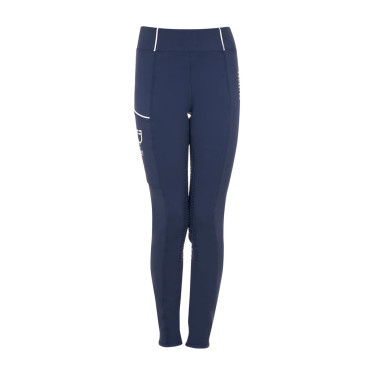 Legging fille Equestro x FISE full grip coupe slim Marine blazer Bleu marine