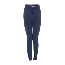 Legging fille Equestro x FISE full grip coupe slim Marine blazer Bleu marine
