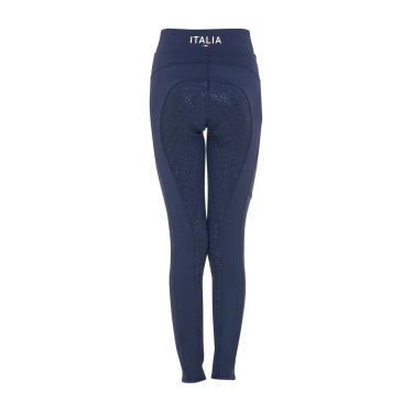 Legging fille Equestro x FISE full grip coupe slim Marine blazer Bleu marine
