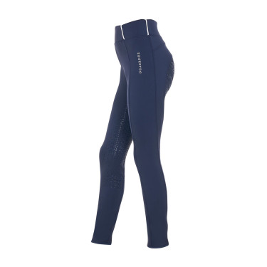 Legging fille Equestro x FISE full grip coupe slim Marine blazer Bleu marine
