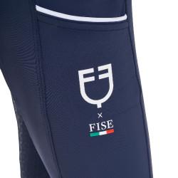 Legging fille Equestro x FISE full grip coupe slim Marine blazer Bleu marine