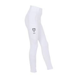 Legging fille Equestro x FISE full grip coupe slim Blanc