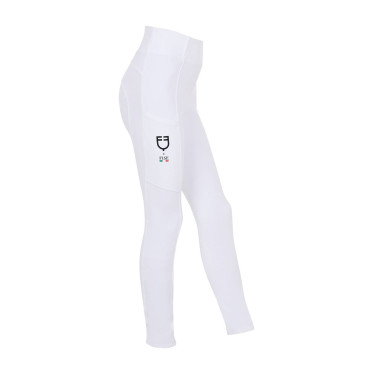 Legging fille Equestro x FISE full grip coupe slim Blanc