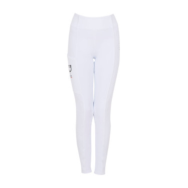 Meisjeslegging Equestro x FISE full grip slim fit coupe Wit