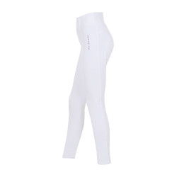 Legging fille Equestro x FISE full grip coupe slim Blanc