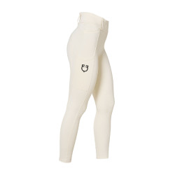 Dameslegging Equestro met hoge taille en riemlussen Antiek wit Beige
