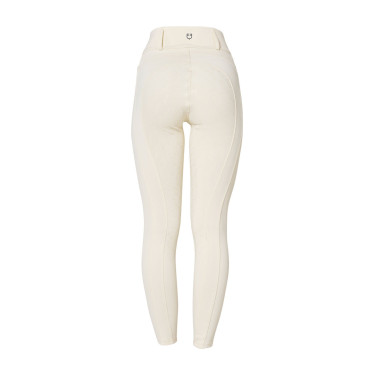 Dameslegging Equestro met hoge taille en riemlussen Antiek wit Beige