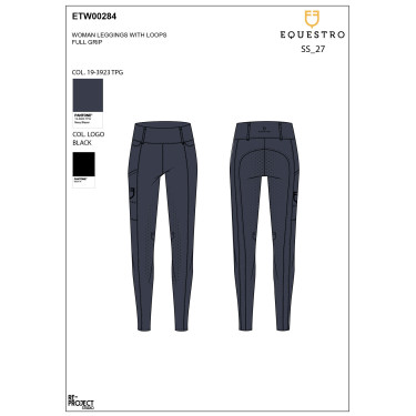 Legging femme Equestro taille haute avec passants de ceinture Marine blazer Bleu marine
