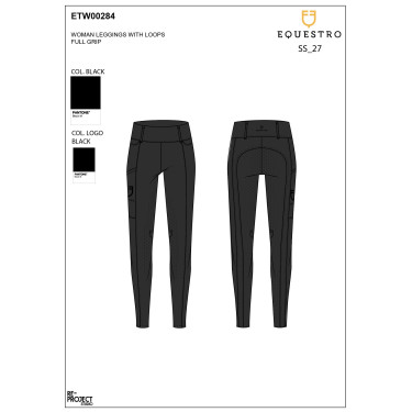 Legging femme Equestro taille haute avec passants de ceinture Noir