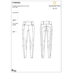 Dameslegging Equestro met hoge taille en riemlussen Wit