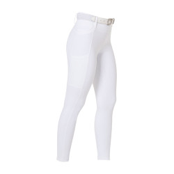 Dameslegging Equestro met hoge taille en riemlussen Wit