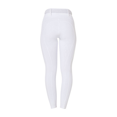Dameslegging Equestro met hoge taille en riemlussen Wit