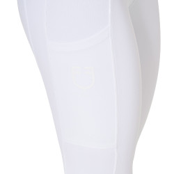 Dameslegging Equestro met hoge taille en riemlussen Wit
