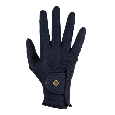 Gants unisexes Equestro rembourrés en cuir synthétique fermeture auto-agrippante Marine Bleu marine