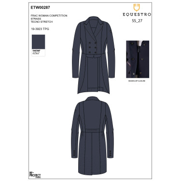 Frac femme Equestro en tissu technique avec strass Marine blazer Bleu marine