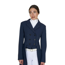 Frac femme Equestro en tissu technique avec strass Marine blazer Bleu marine