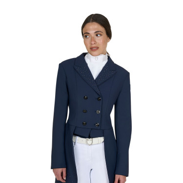 Frac femme Equestro en tissu technique avec strass Marine blazer Bleu marine