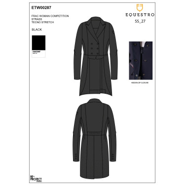 Frac femme Equestro en tissu technique avec strass Noir