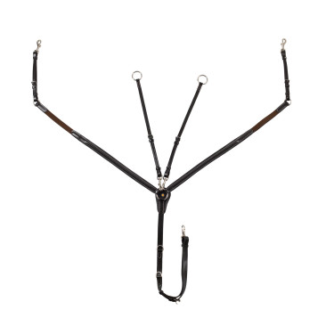 Collier de chasse équitation cuir Equestro avec martingale Collier de chasse équitation cuir Equestro avec martingale