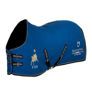 Chemise de box Equestro x FISE en tissu nid d’abeille Bleu de savoie Chemise de box Equestro x FISE en tissu nid d’abeille Bleu de savoie