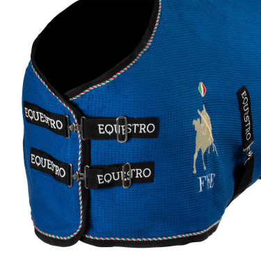 Chemise de box Equestro x FISE en tissu nid d’abeille Bleu de savoie Chemise de box Equestro x FISE en tissu nid d’abeille Bleu de savoie