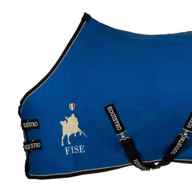 Chemise de box Equestro x FISE en tissu nid d’abeille Bleu de savoie Chemise de box Equestro x FISE en tissu nid d’abeille Bleu de savoie