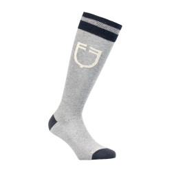 Chaussettes unisexes Equestro College en tissu technique Gris mélangé / marine blazer / blanc antique