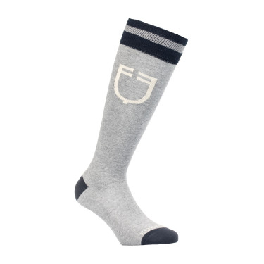 Chaussettes unisexes Equestro College en tissu technique Gris mélangé / marine blazer / blanc antique