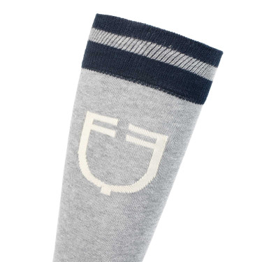 Chaussettes unisexes Equestro College en tissu technique Gris mélangé / marine blazer / blanc antique