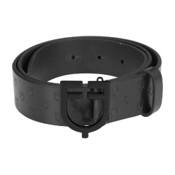 Zwarte Equestro-leren riem met logogesp Zwart