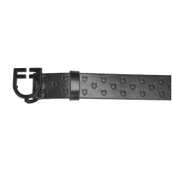 Zwarte Equestro-leren riem met logogesp Zwart