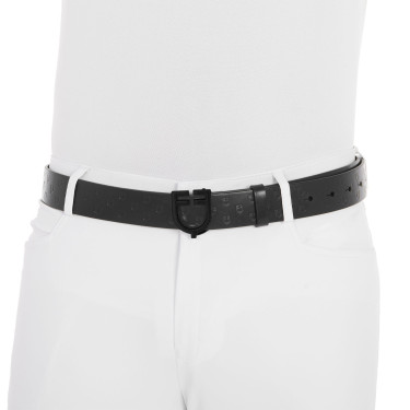 Zwarte Equestro-leren riem met logogesp Zwart
