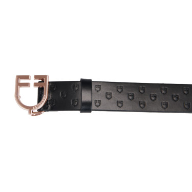 Ceinture d’équitation cuir noir boucle rose gold Equestro