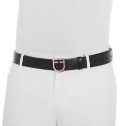 Ceinture d’équitation cuir noir boucle rose gold Equestro