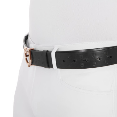 Ceinture d’équitation cuir noir boucle rose gold Equestro