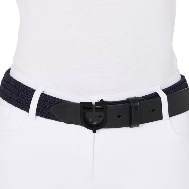 Elastische Equestro-riem met zwarte logogesp