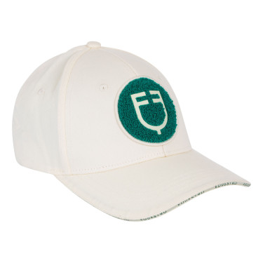 Casquette de baseball Equestro logo sur patch en éponge Blanc antique / vert ultramarine Casquette de baseball Equestro logo sur patch en éponge Blanc antique / vert ultramarine