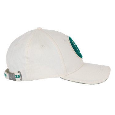 Casquette de baseball Equestro logo sur patch en éponge Blanc antique / vert ultramarine Casquette de baseball Equestro logo sur patch en éponge Blanc antique / vert ultramarine
